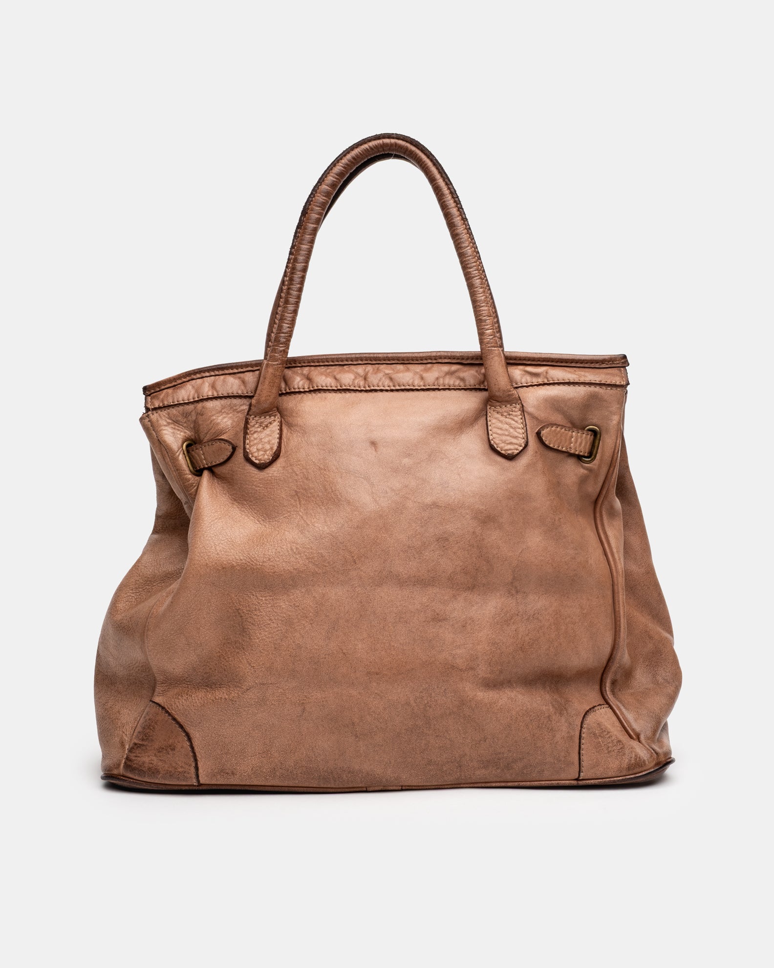 Washed Slouchy Calf Bag in Antique Brass