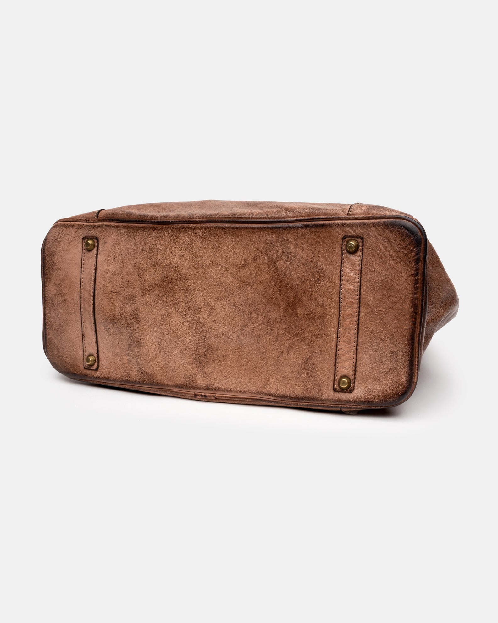 Washed Slouchy Calf Bag in Antique Brass
