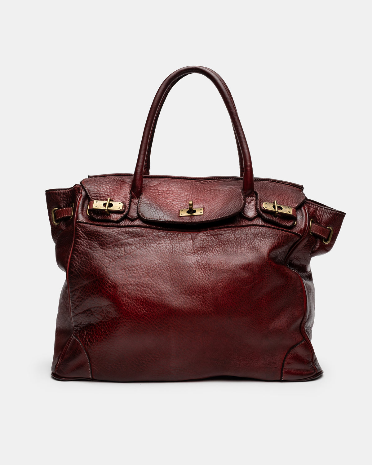 Washed Slouchy Calf Bag in Bordeaux