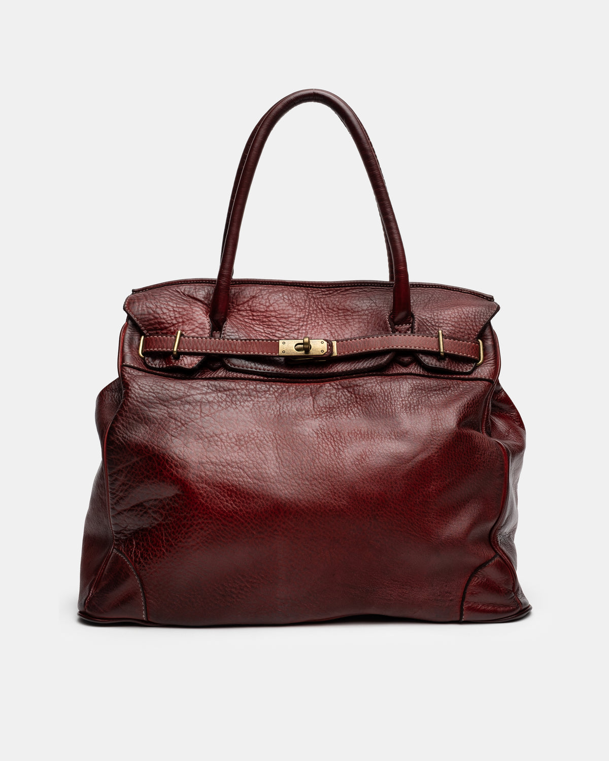 Washed Slouchy Calf Bag in Bordeaux