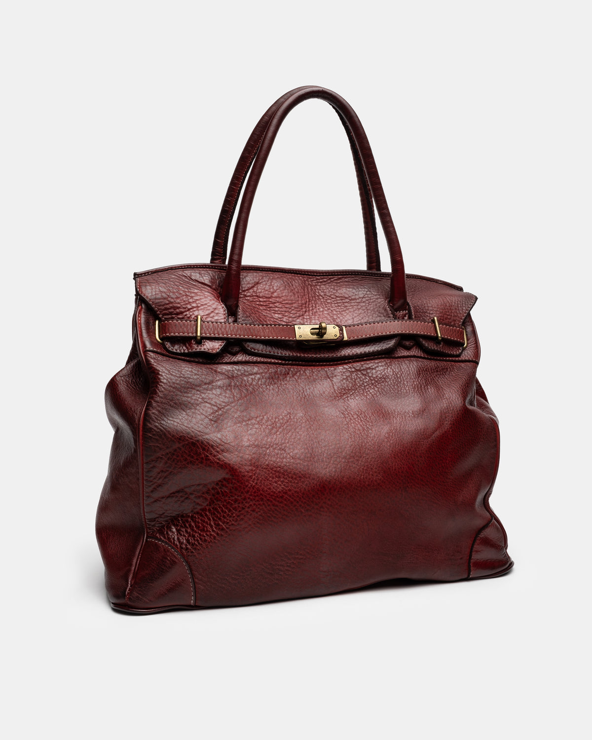 Washed Slouchy Calf Bag in Bordeaux