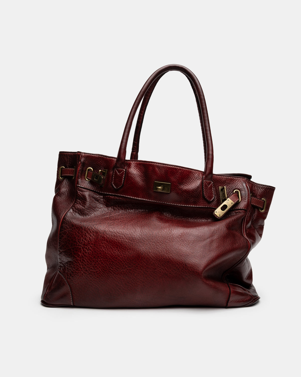 Washed Slouchy Calf Bag in Bordeaux