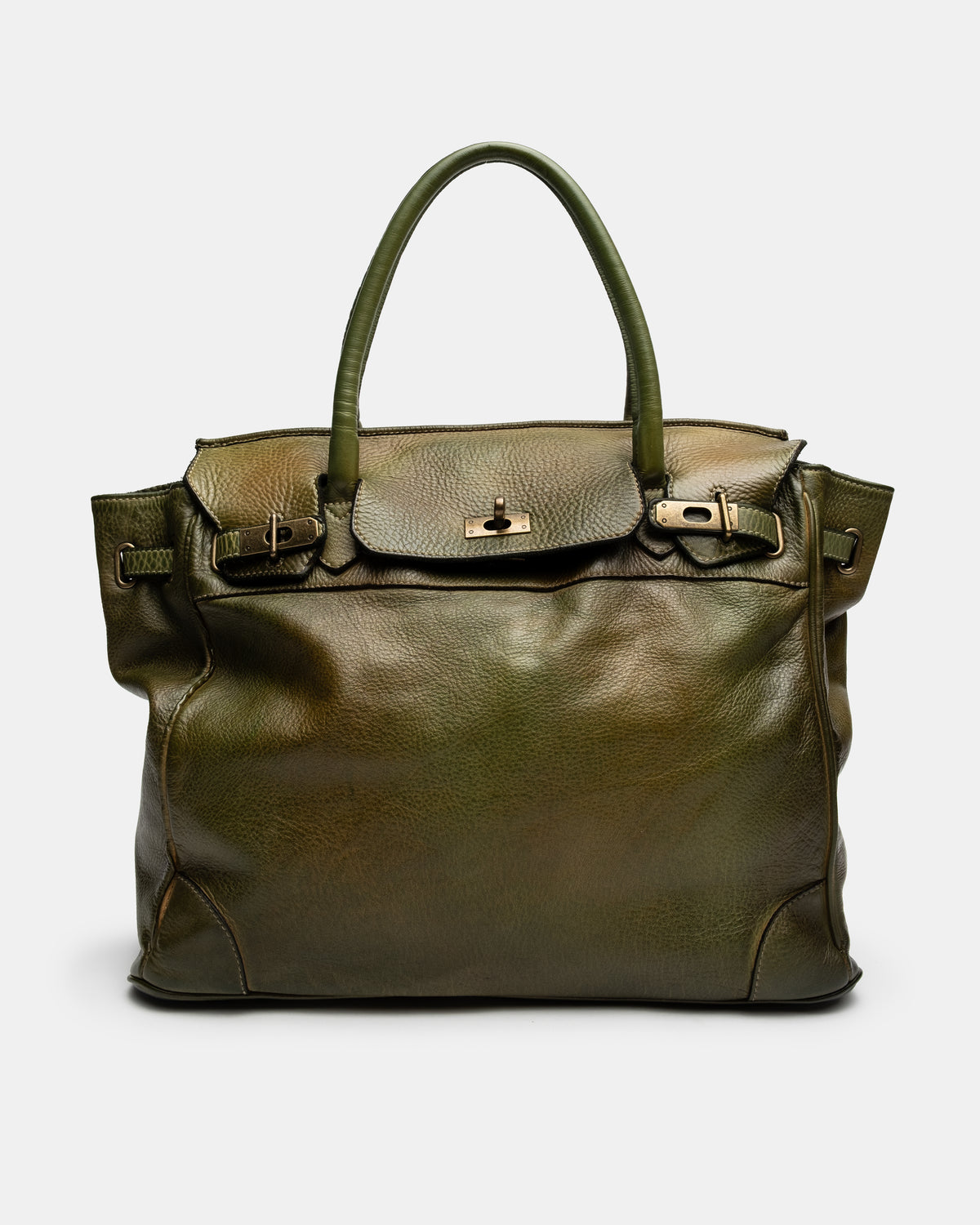 Washed Slouchy Calf Bag in Khaki