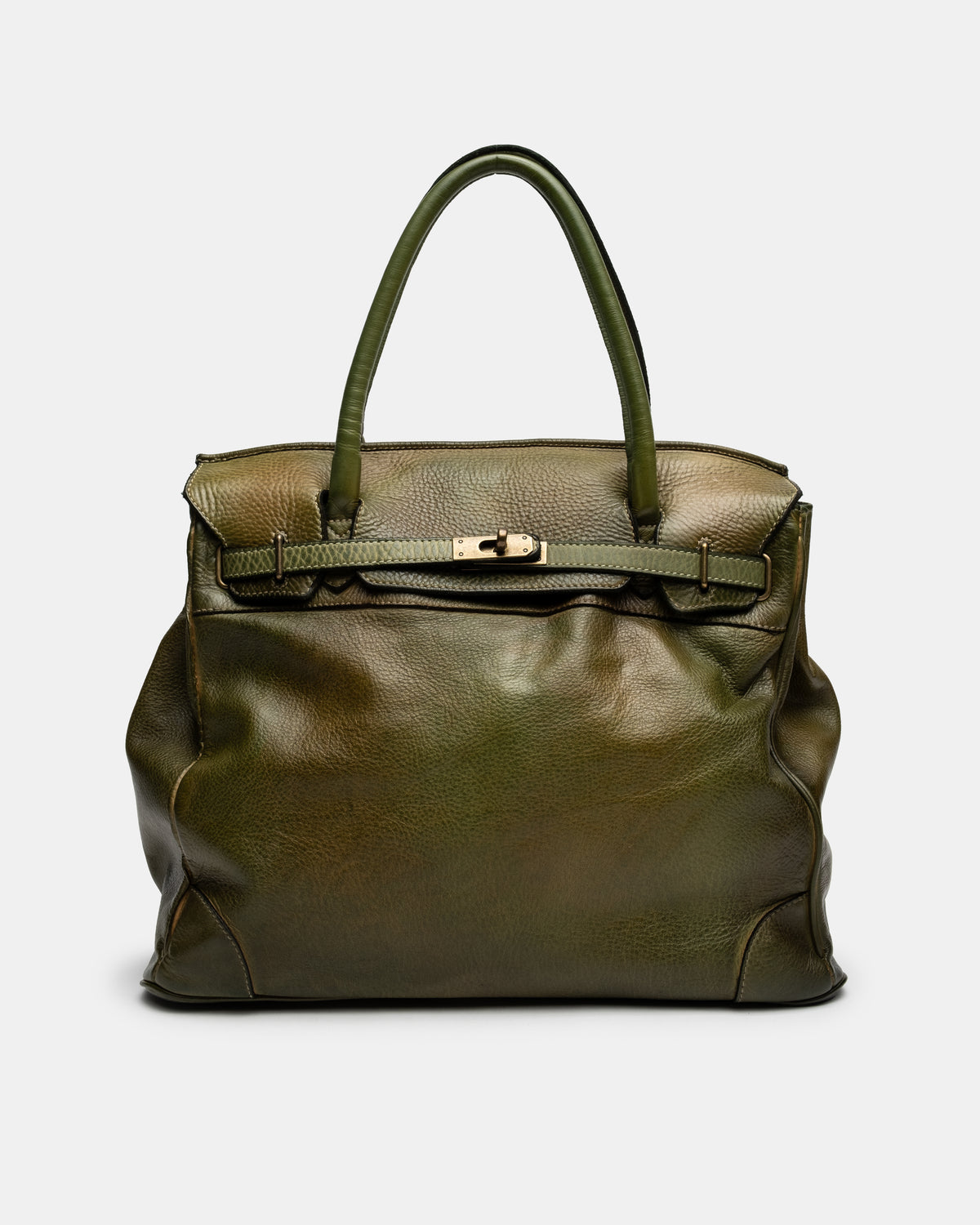 Washed Slouchy Calf Bag in Khaki