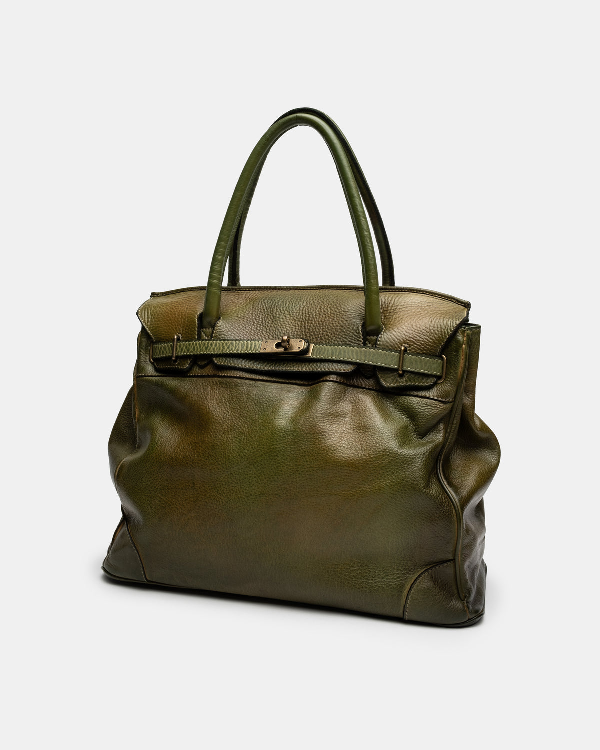 Washed Slouchy Calf Bag in Khaki