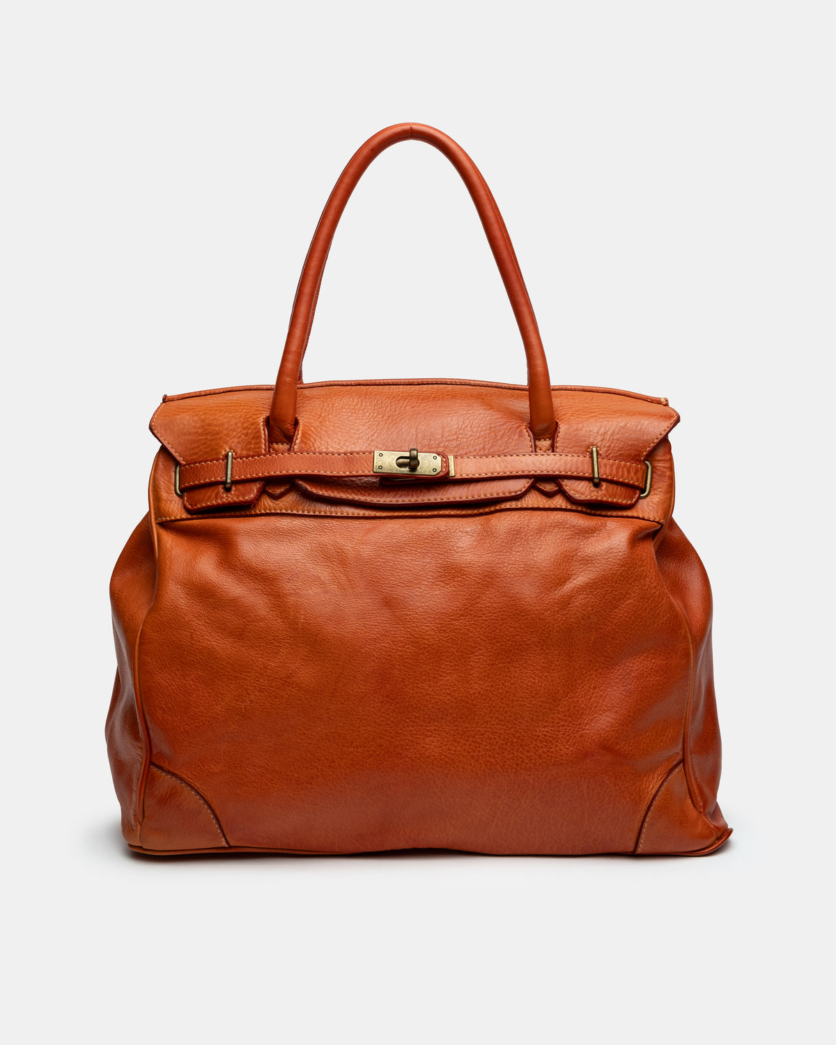 Washed Slouchy Calf Bag in Tangerine