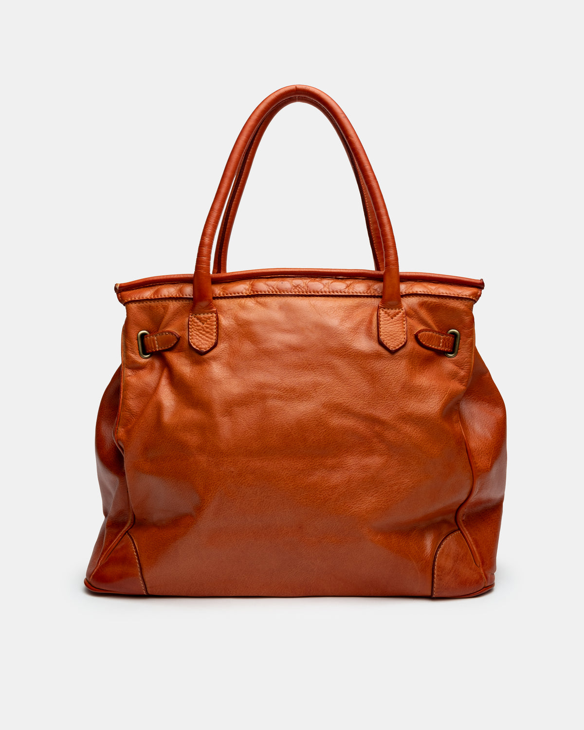 Washed Slouchy Calf Bag in Tangerine