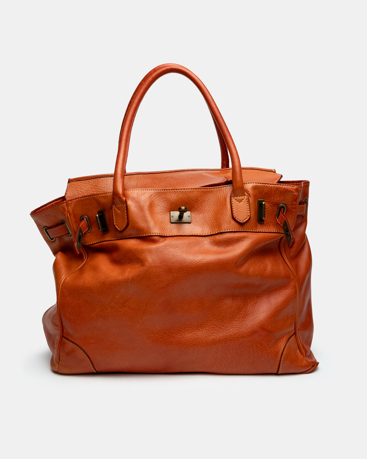 Washed Slouchy Calf Bag in Tangerine