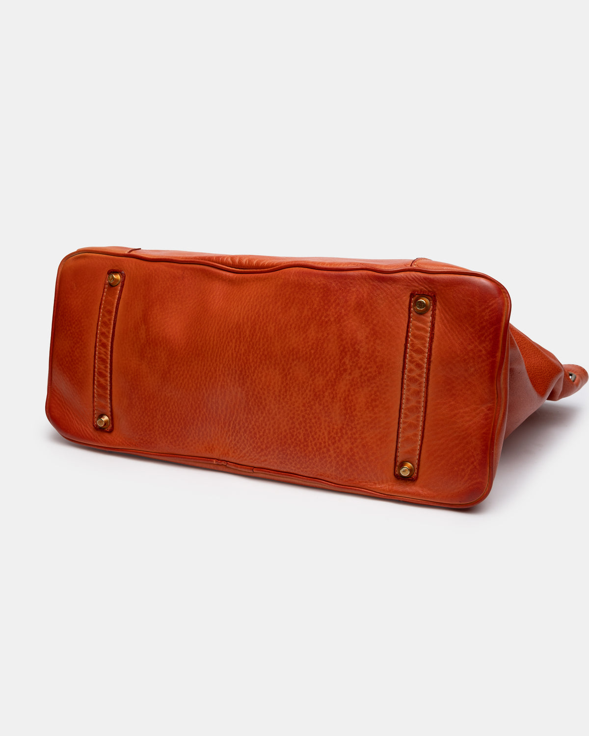 Washed Slouchy Calf Bag in Tangerine