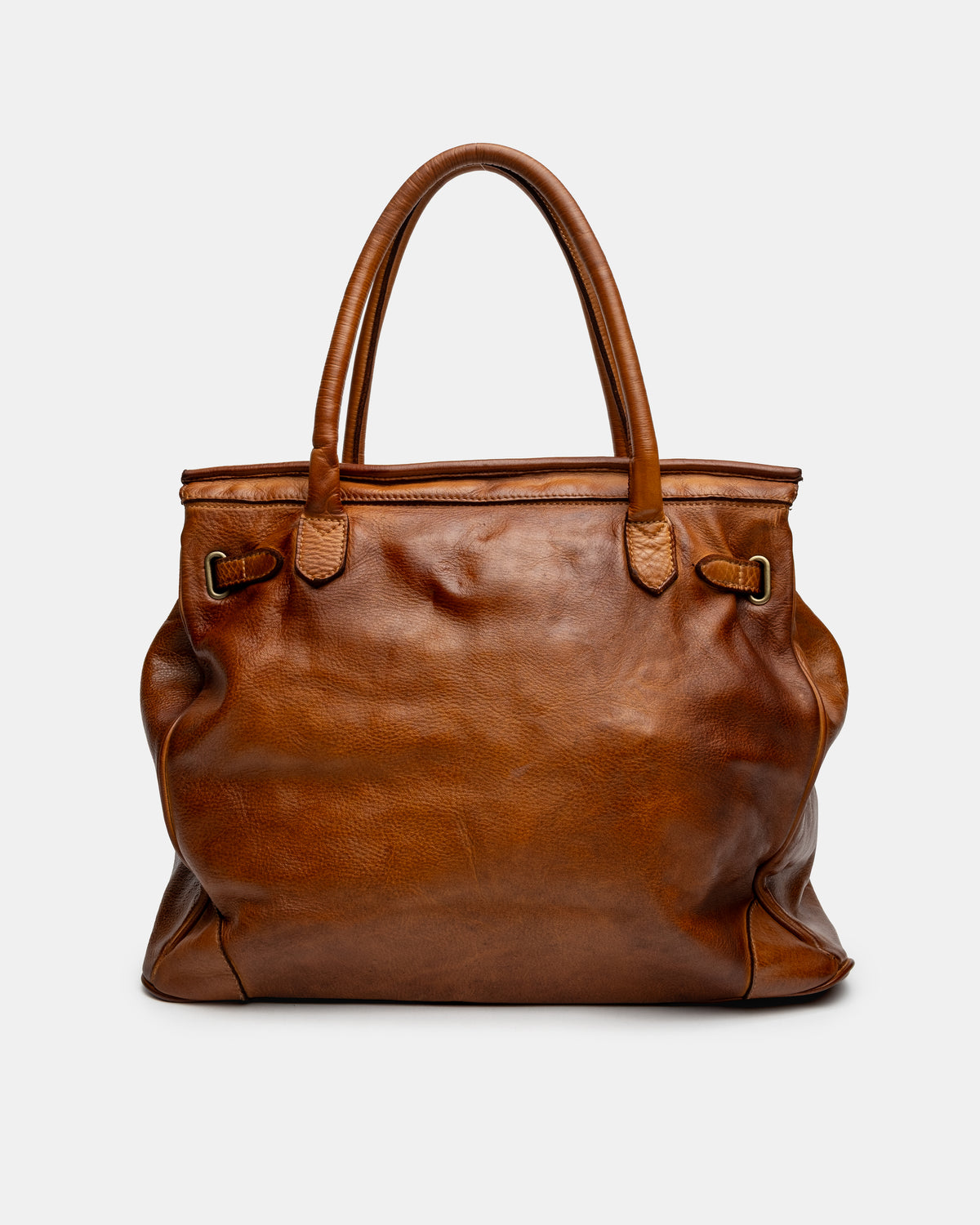Washed Slouchy Calf Bag in Aged Cognac