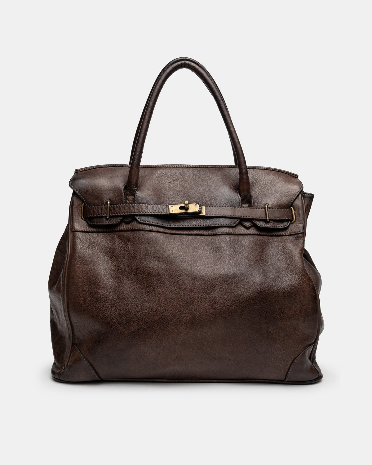 Washed Slouchy Calf Bag in Chocolate