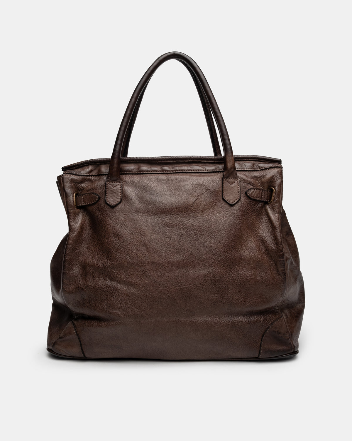 Washed Slouchy Calf Bag in Chocolate
