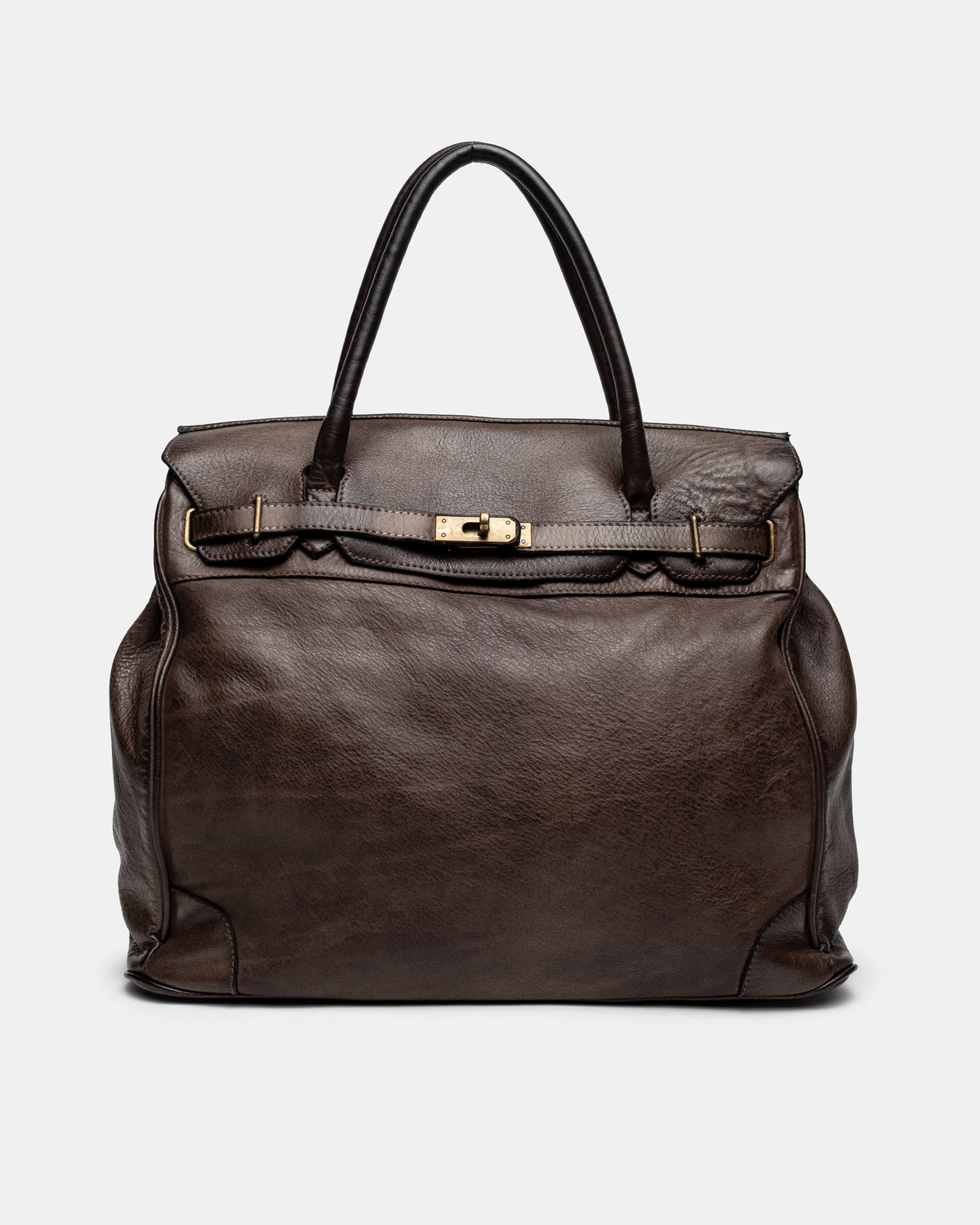 Washed Slouchy Calf Bag in Chocolate