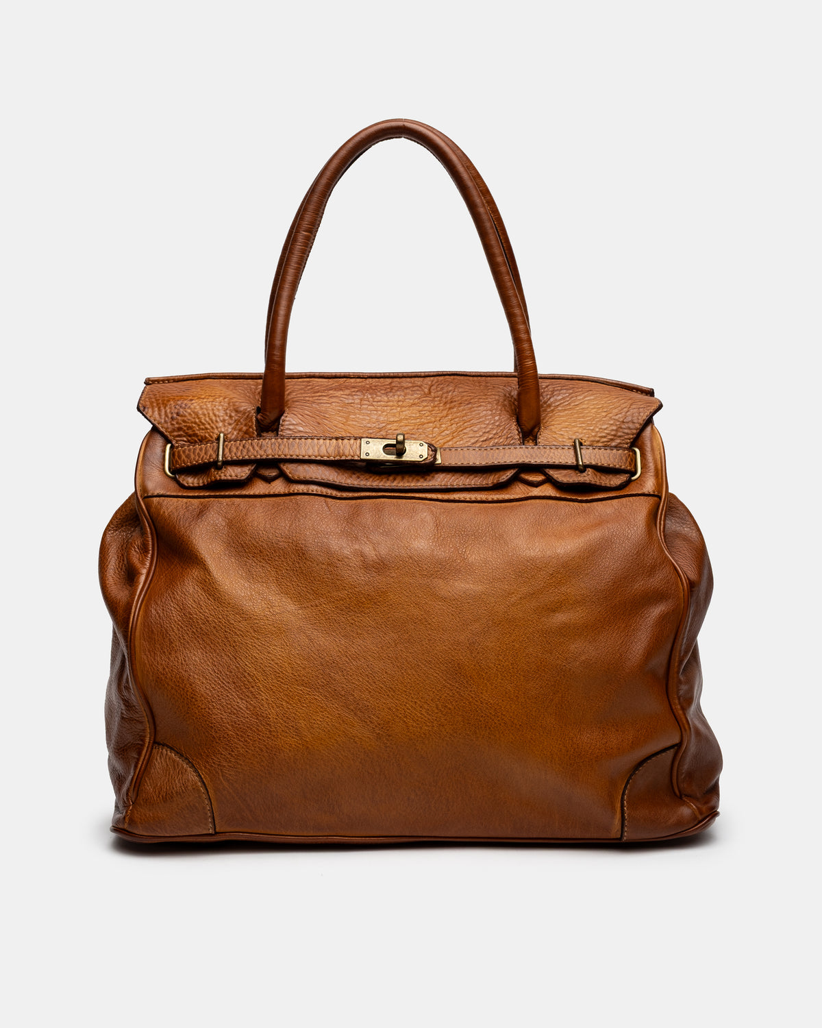 Washed Slouchy Calf Bag in Aged Cognac