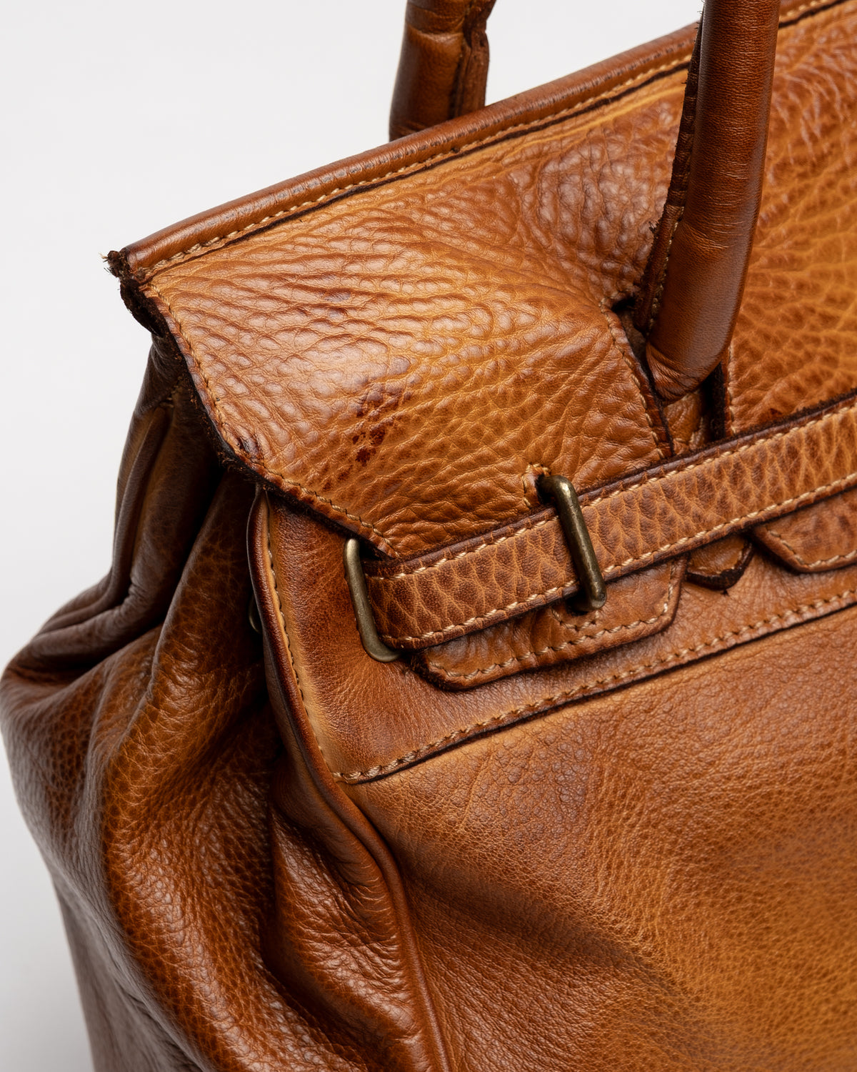 Washed Slouchy Calf Bag in Aged Cognac