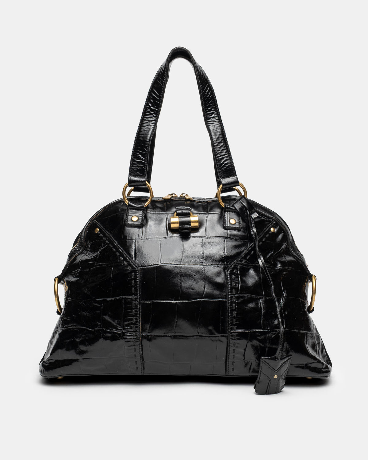 Yves Saint Laurent Rive Gauche - Croc Patent Muse Handbag - C. 2000s