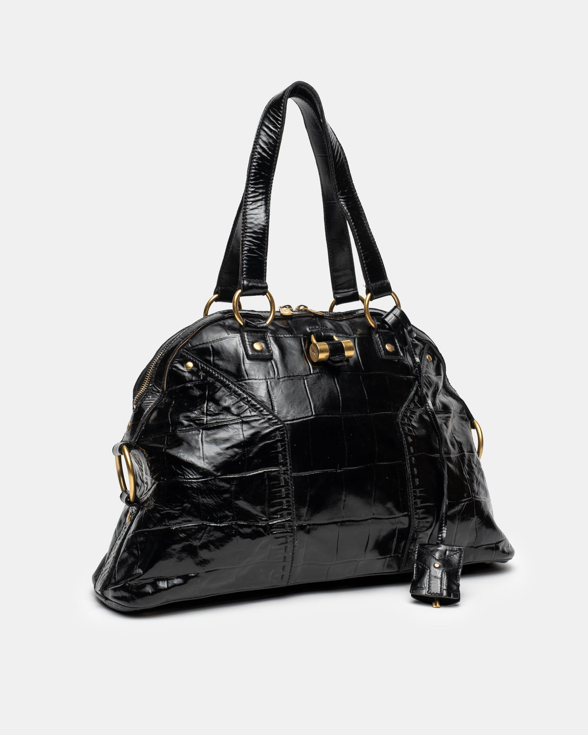 Yves Saint Laurent Rive Gauche - Croc Patent Muse Handbag - C. 2000s