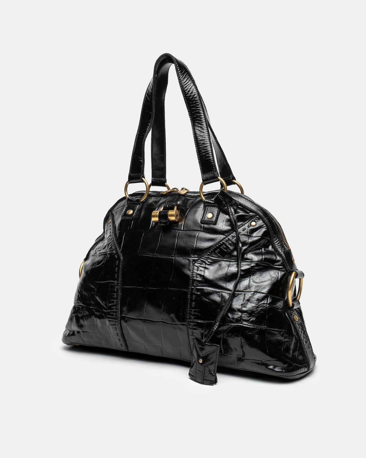 Yves Saint Laurent Rive Gauche - Croc Patent Muse Handbag - C. 2000s