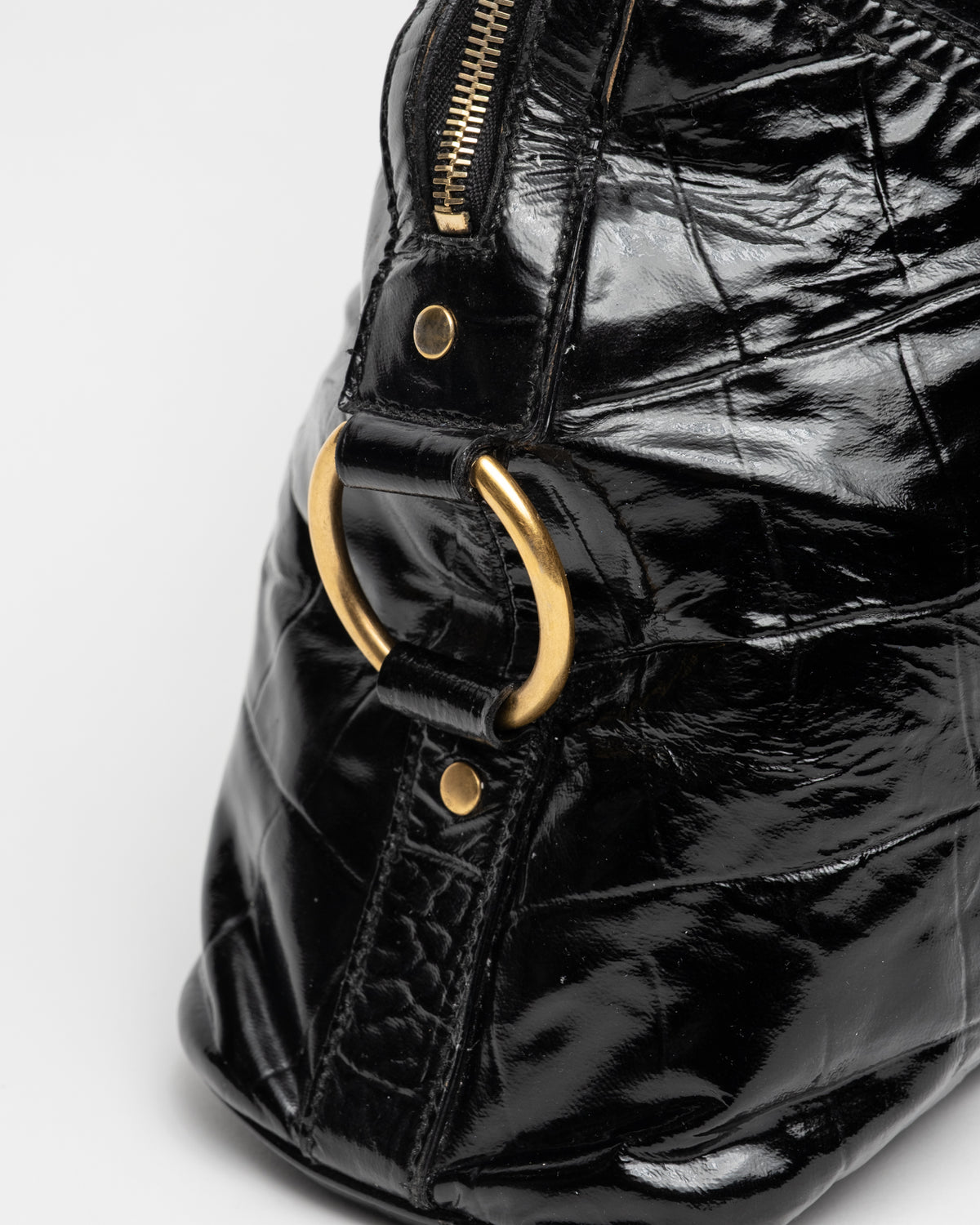 Yves Saint Laurent Rive Gauche - Croc Patent Muse Handbag - C. 2000s