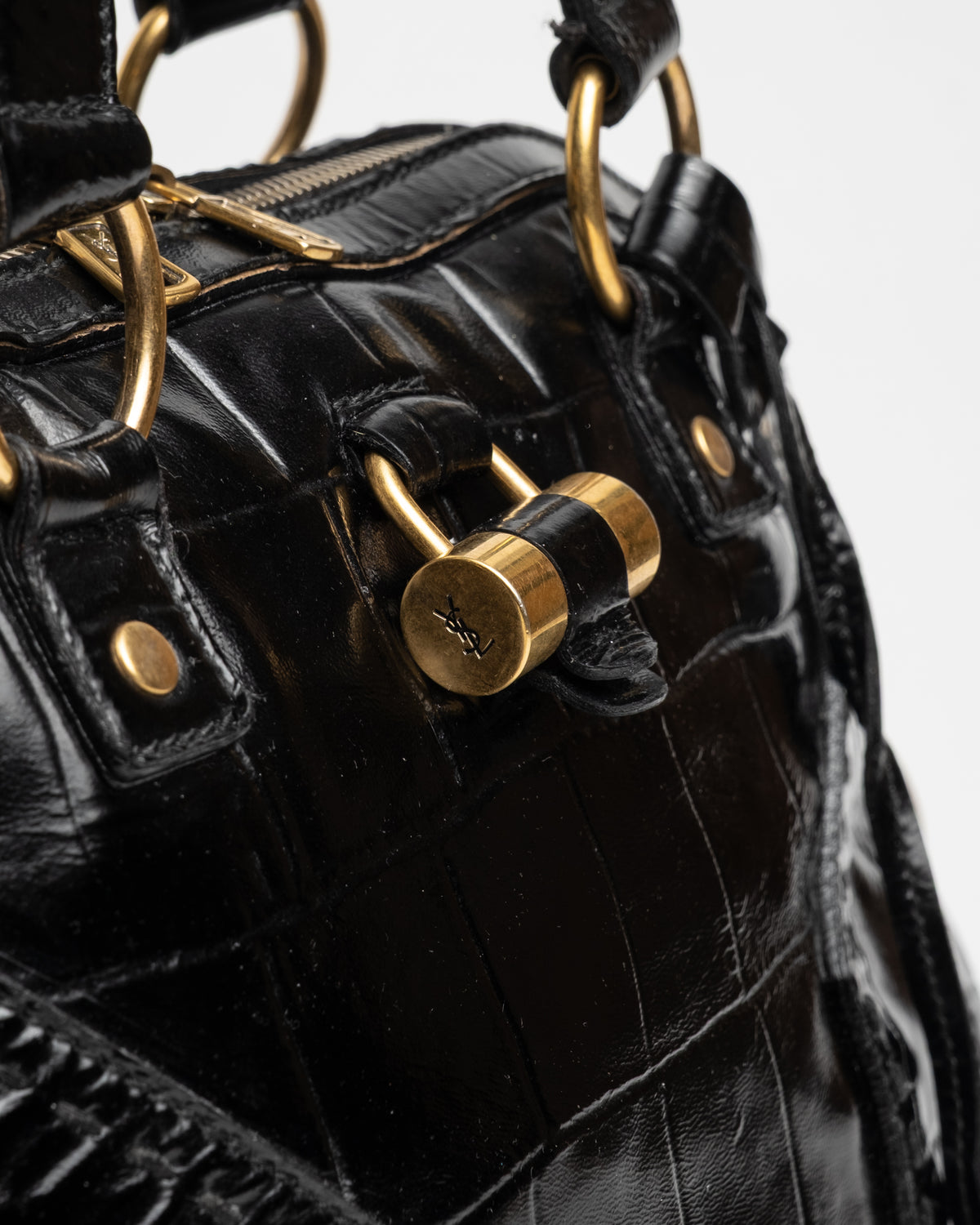 Yves Saint Laurent Rive Gauche - Croc Patent Muse Handbag - C. 2000s