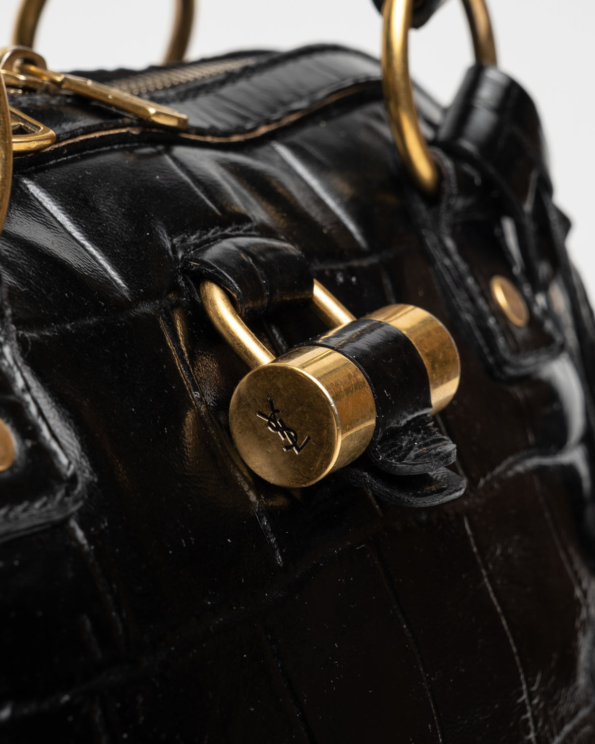 Yves Saint Laurent Rive Gauche - Croc Patent Muse Handbag - C. 2000s