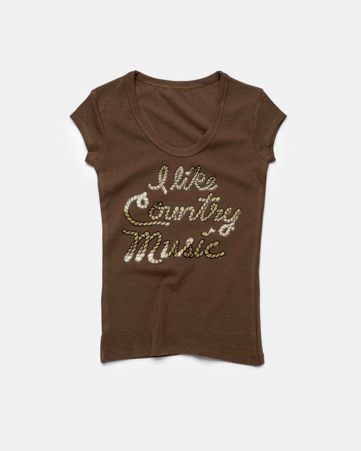 Vintage - 'I Like Country Music' Rib Tee - S