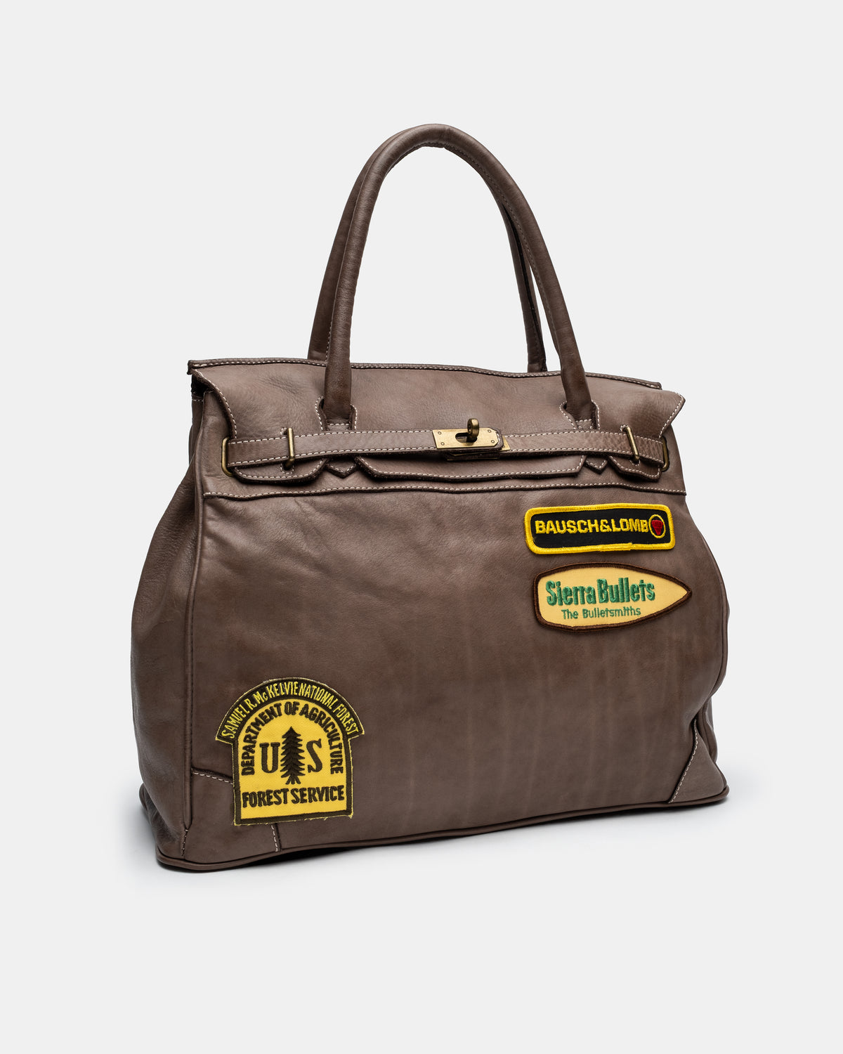 Artisanal Patched Washed Calf Shoulder Bag