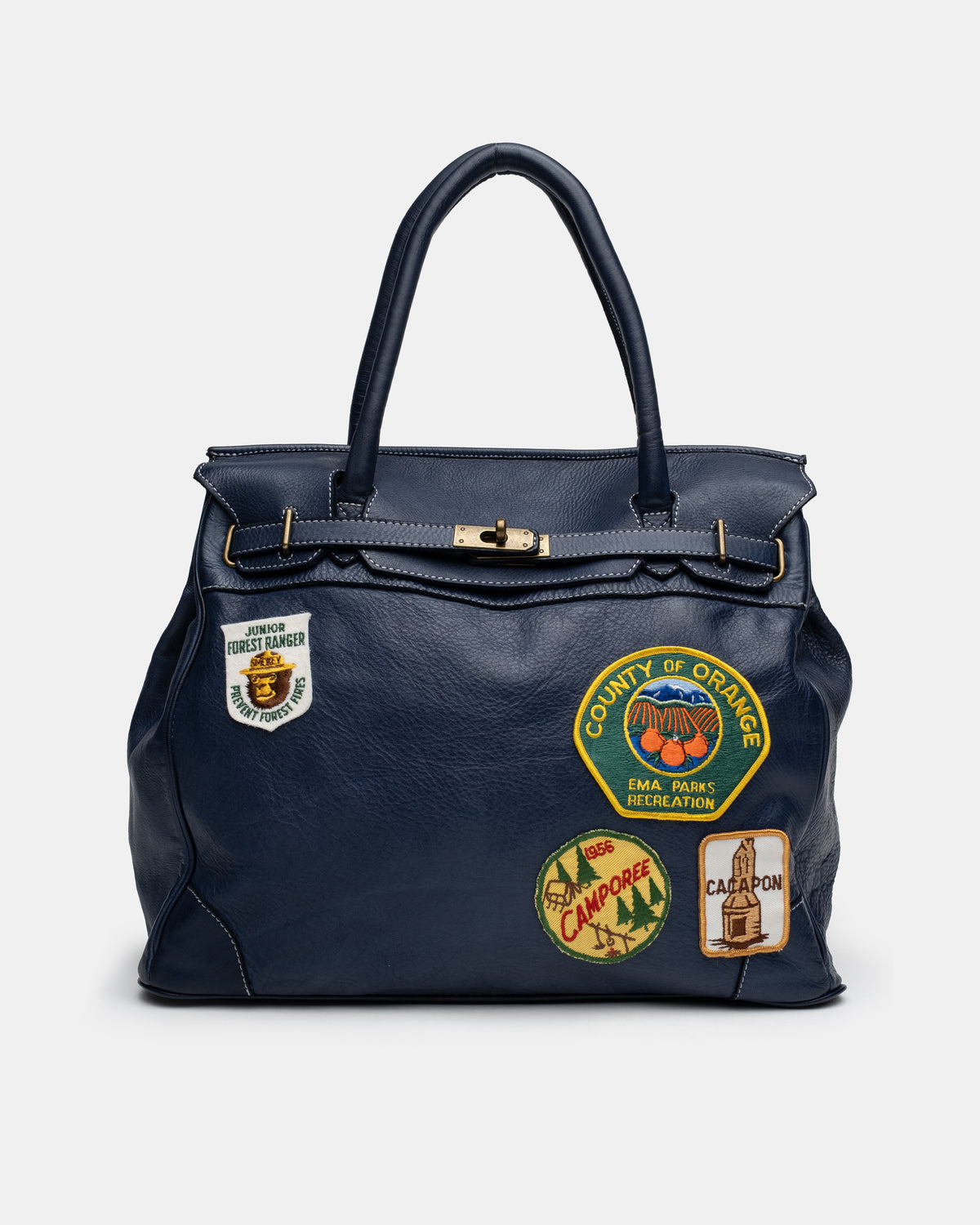 Artisanal Patched Washed Calf Shoulder Bag