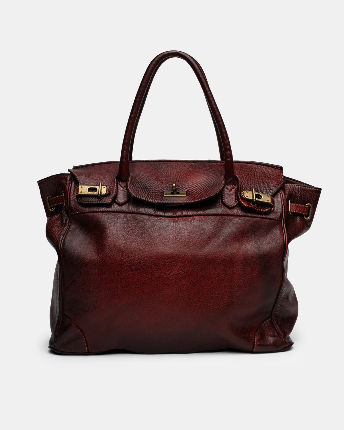 Washed Slouchy Calf Bag in Bordeaux