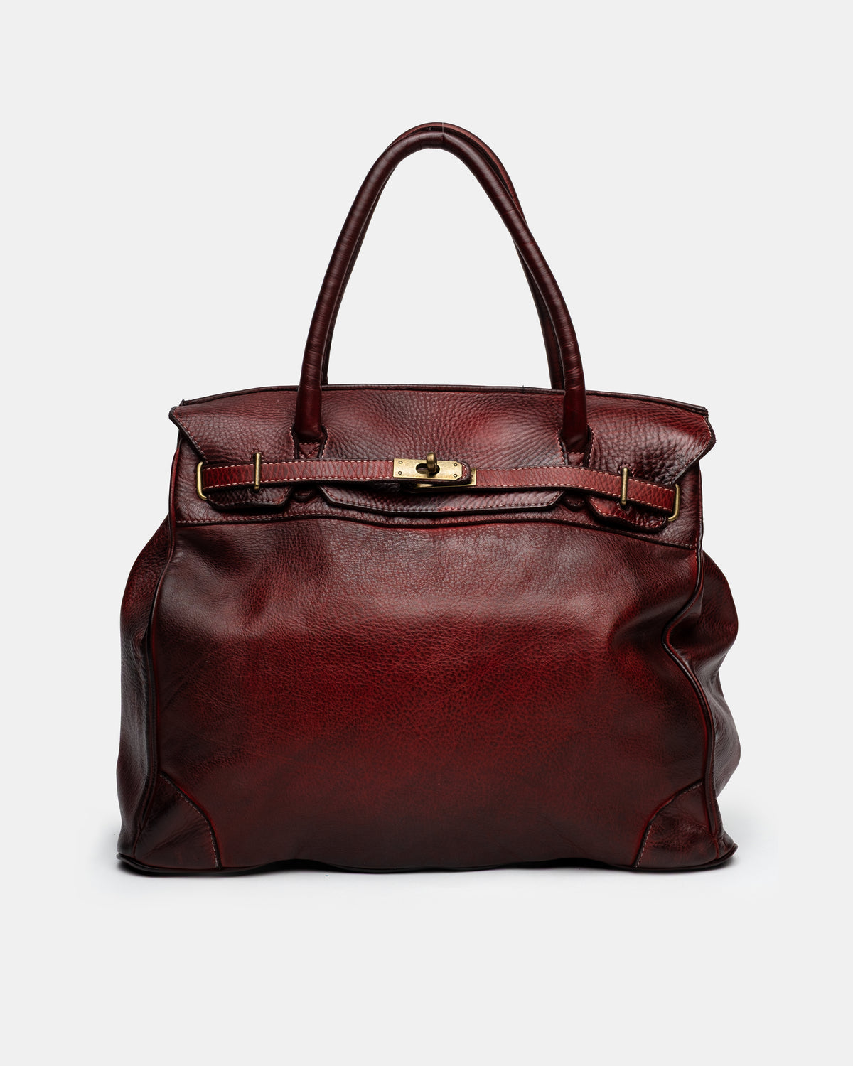 Washed Slouchy Calf Bag in Bordeaux