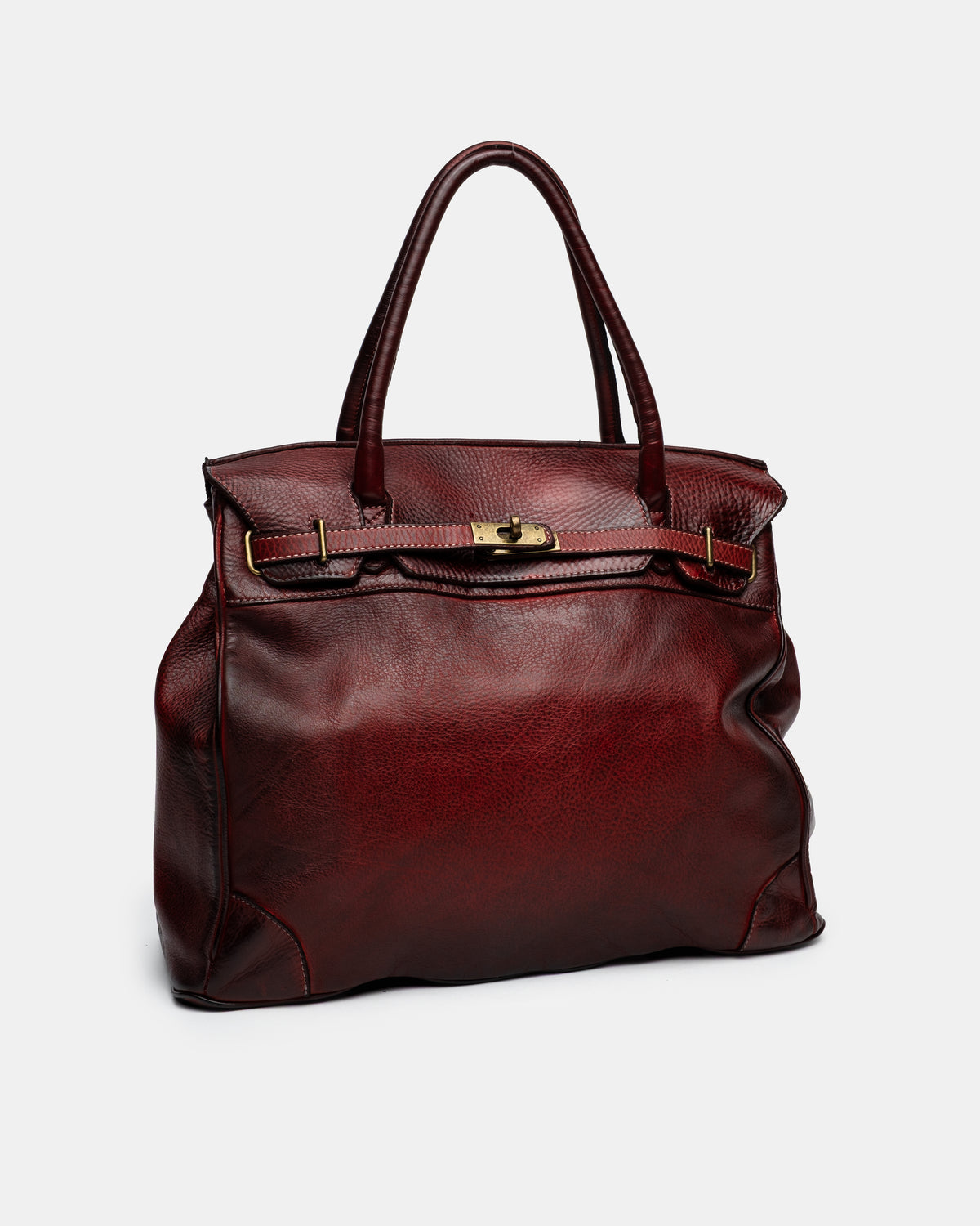 Washed Slouchy Calf Bag in Bordeaux