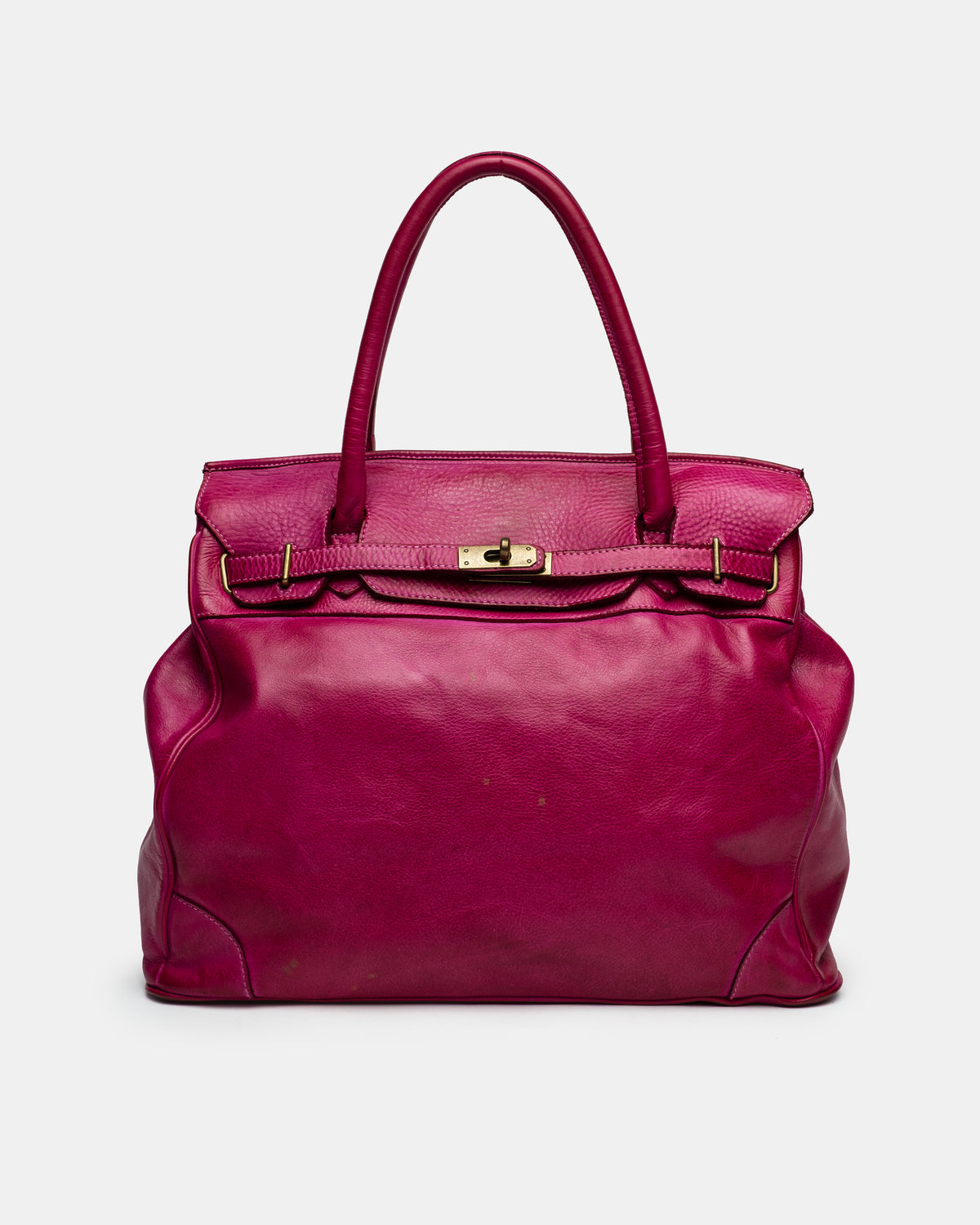 Washed Slouchy Calf-Leather Shoulder Bag in Raspberry