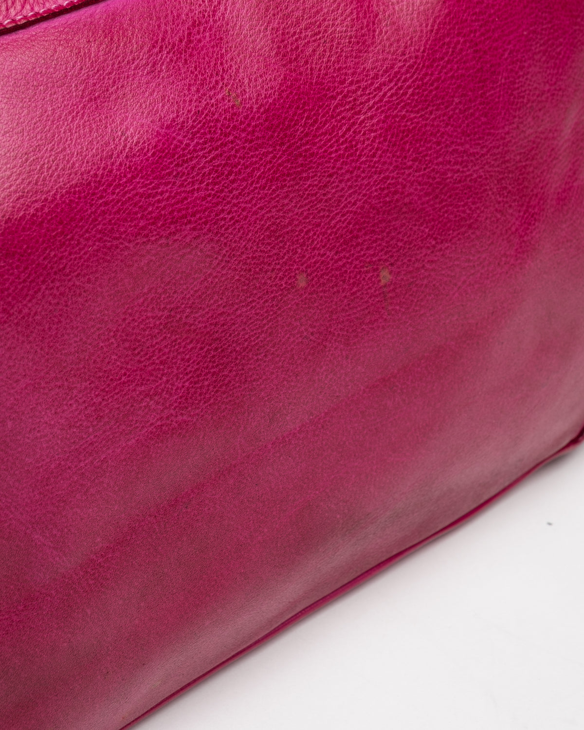 Washed Slouchy Calf-Leather Shoulder Bag in Raspberry
