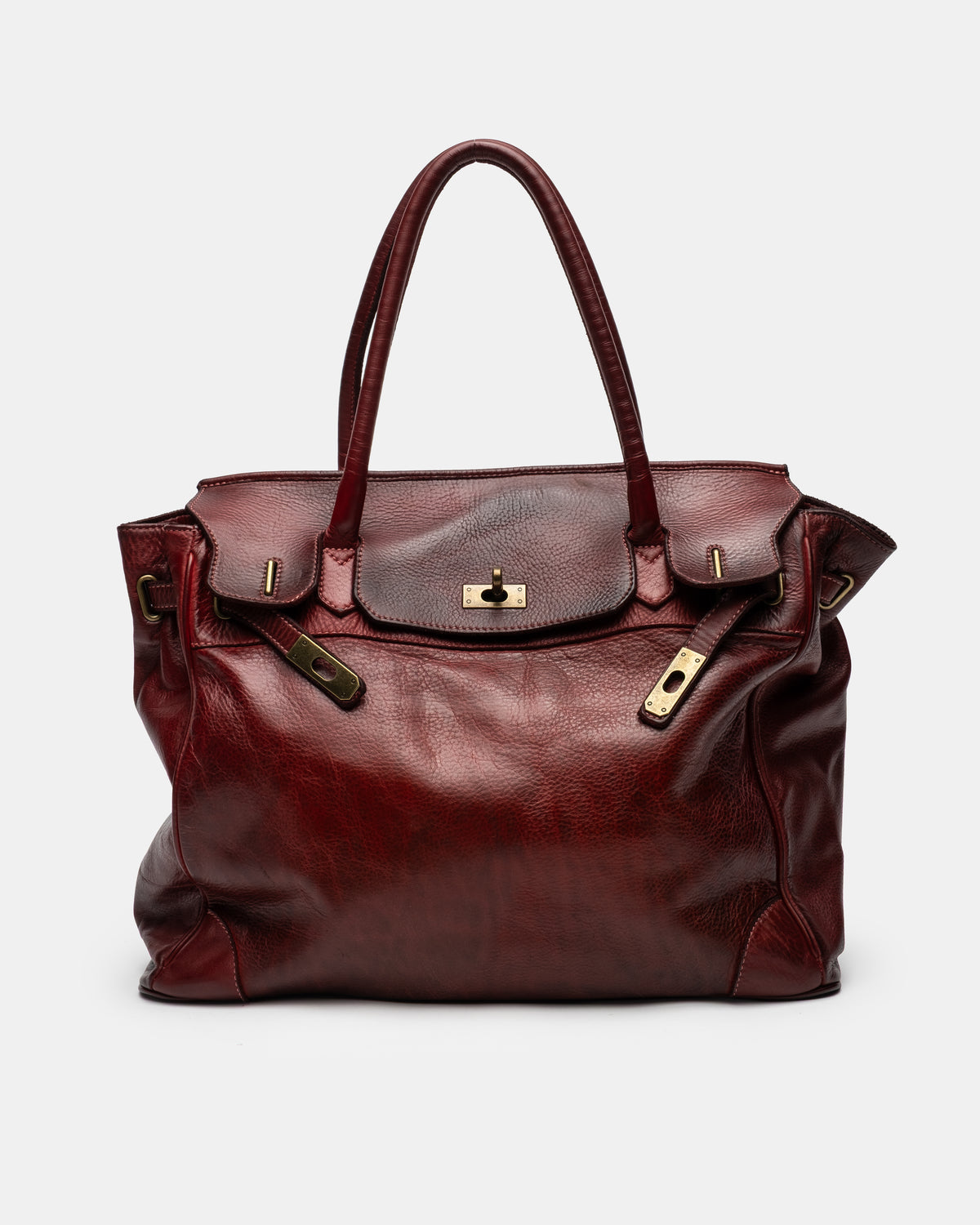 Washed Slouchy Calf Bag in Bordeaux