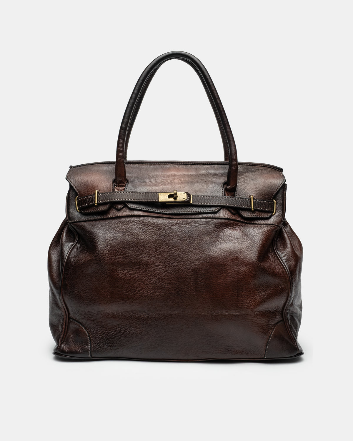 Washed Slouchy Calf Bag in Chocolate