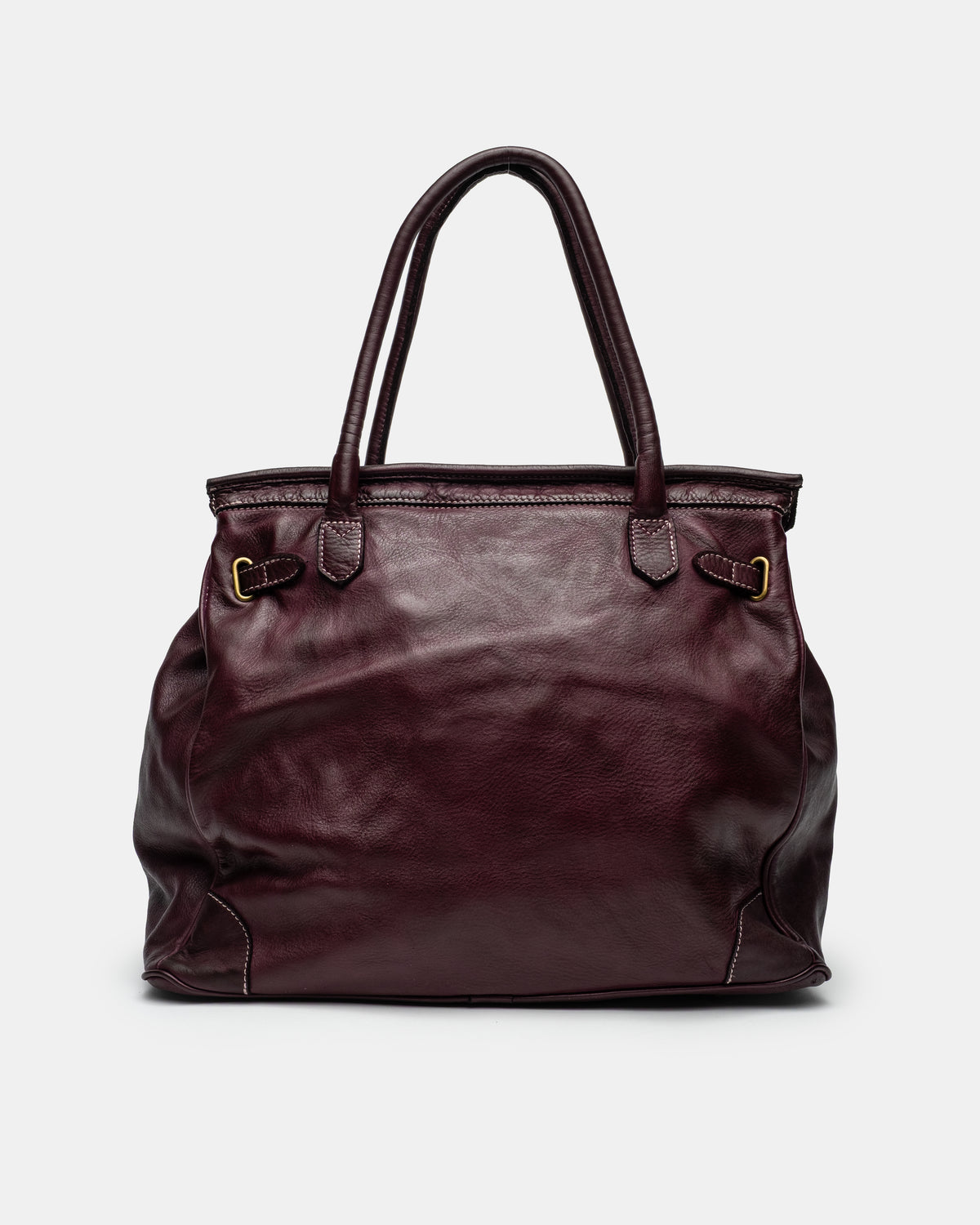 Washed Slouchy Calf Bag in Aubergine