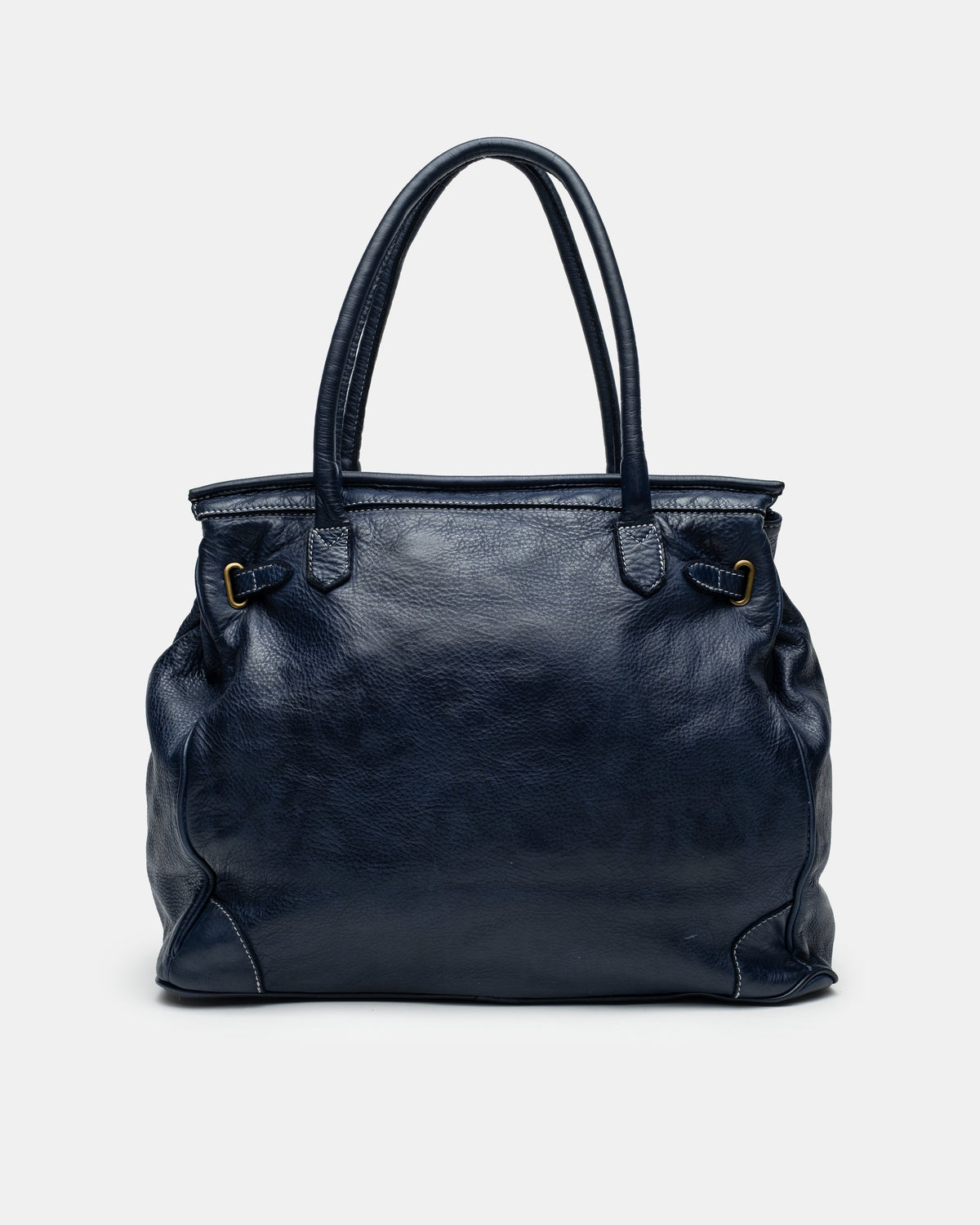 Washed Slouchy Calf Bag in Navy