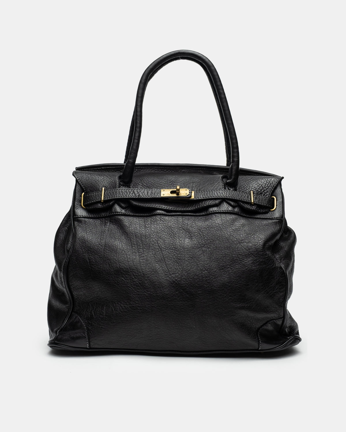 Washed Slouchy Calf Bag in Black