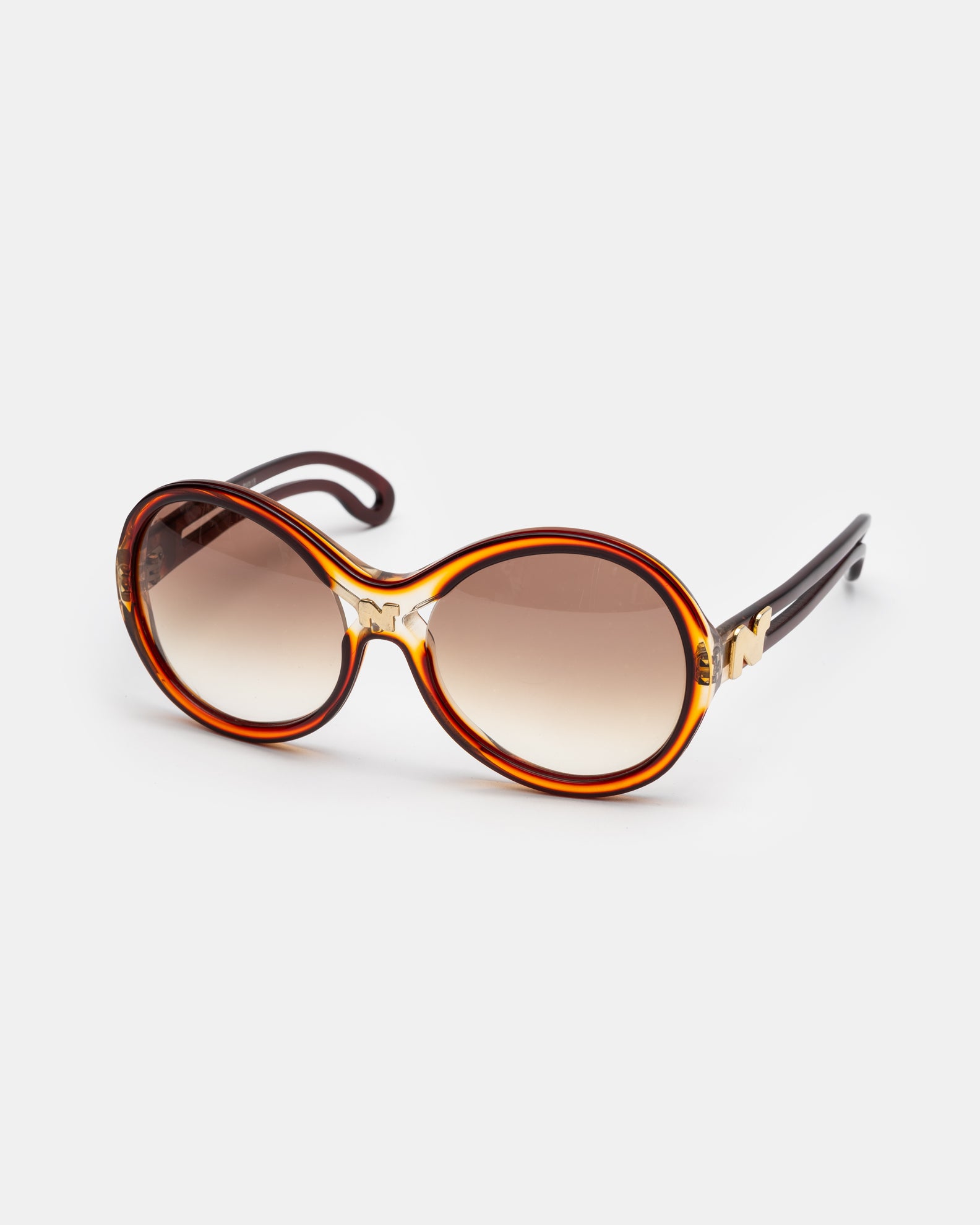 Nina Ricci  "N"  Gradient Cut-Out Arm Oversized Sunglasses - 1970's