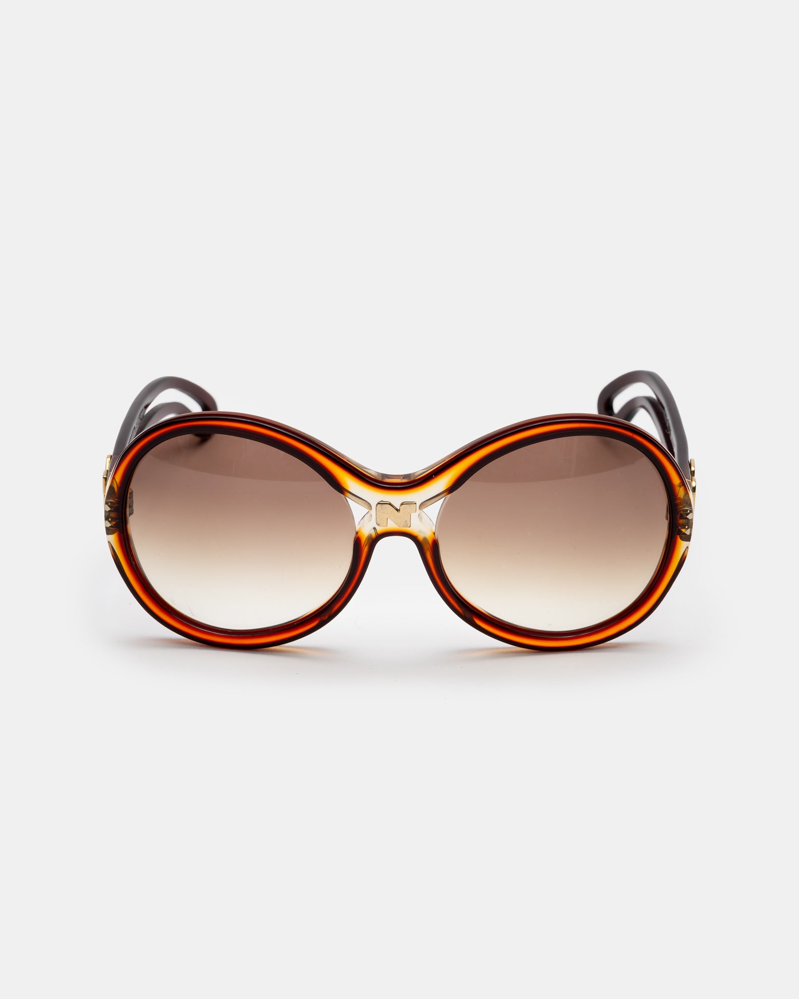Nina Ricci  "N"  Gradient Cut-Out Arm Oversized Sunglasses - 1970's