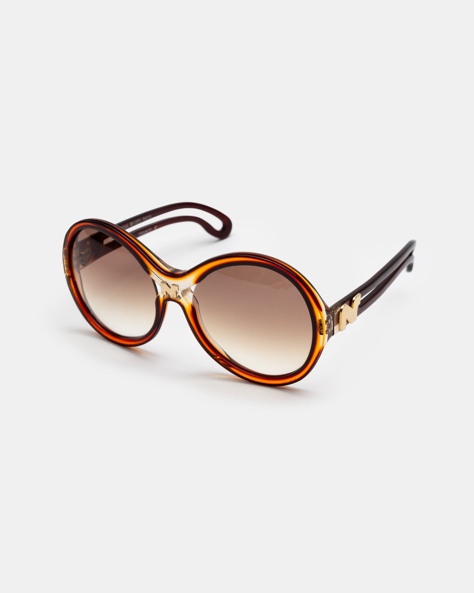 Nina Ricci  "N"  Gradient Cut-Out Arm Oversized Sunglasses - 1970's