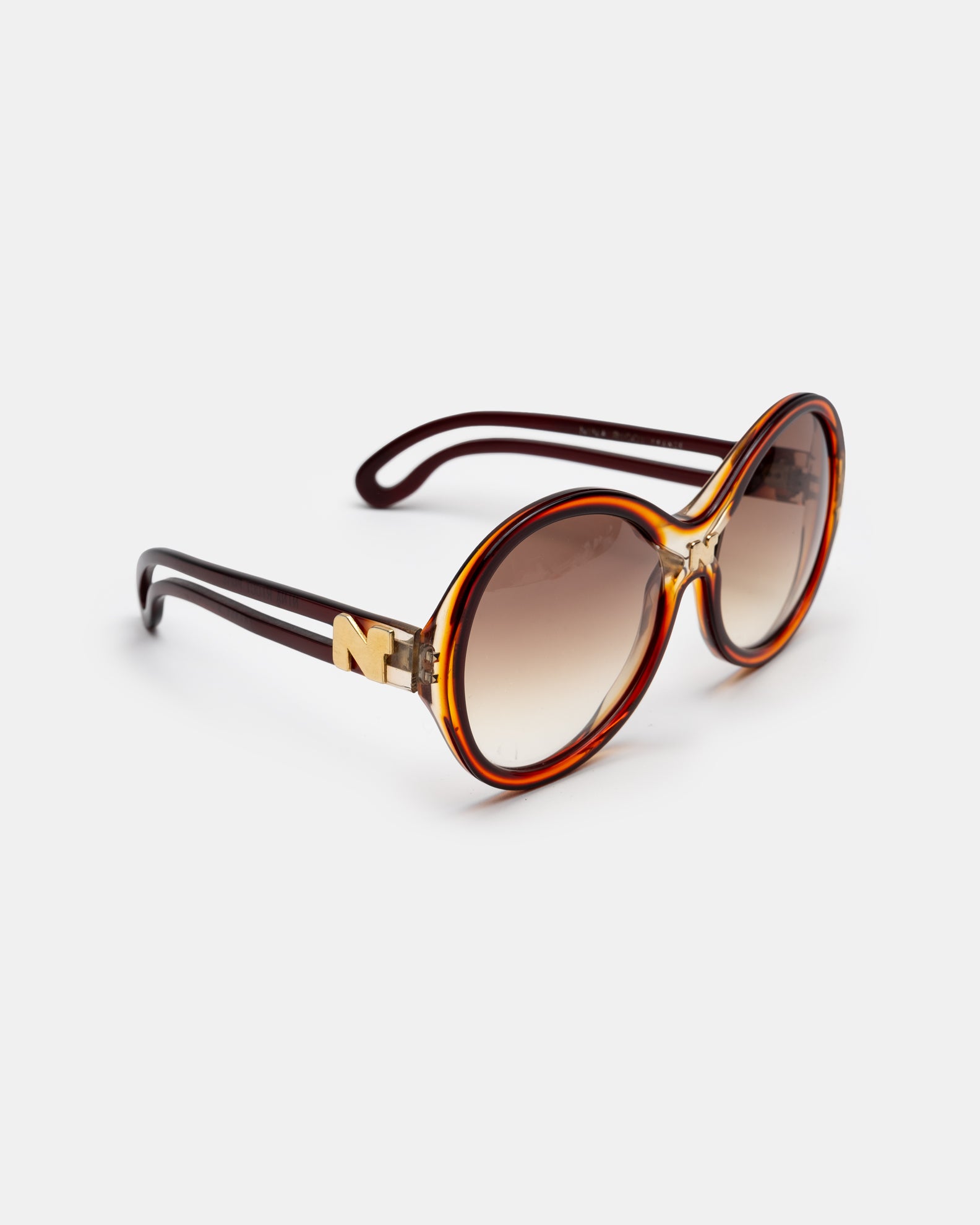 Nina Ricci  "N"  Gradient Cut-Out Arm Oversized Sunglasses - 1970's
