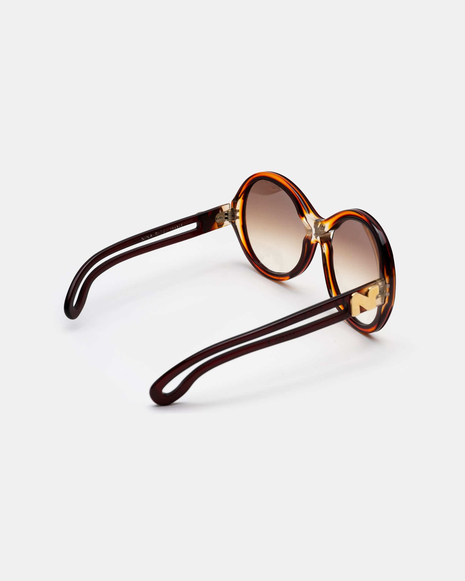 Nina Ricci  "N"  Gradient Cut-Out Arm Oversized Sunglasses - 1970's
