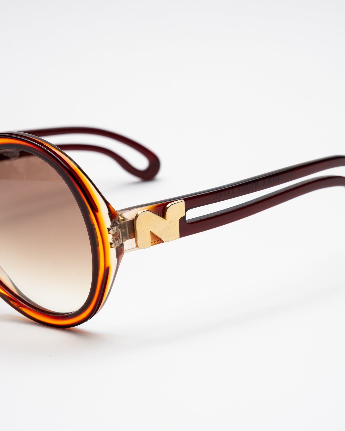 Nina Ricci  "N"  Gradient Cut-Out Arm Oversized Sunglasses - 1970's
