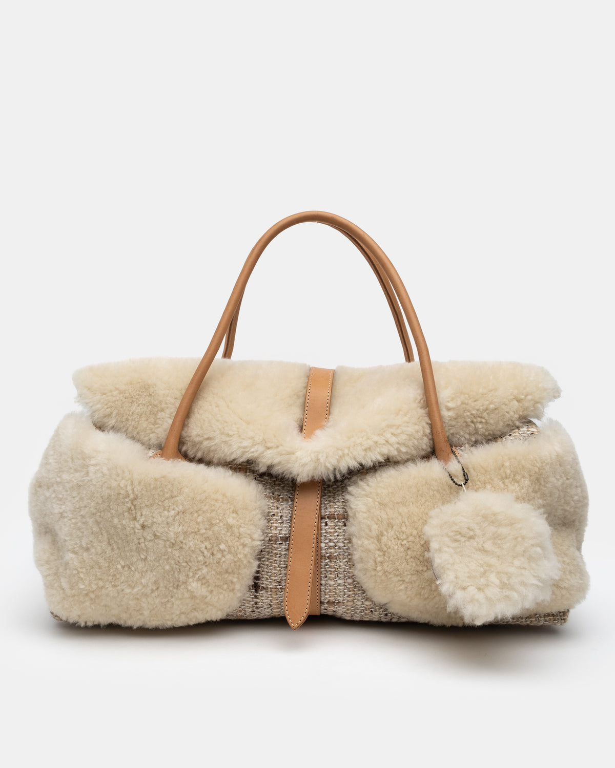 Japanese Designer - Shearling & Tweed Handbag
