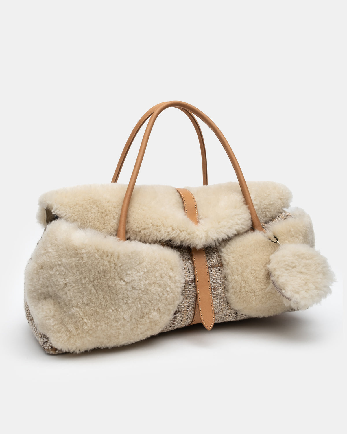 Japanese Designer - Shearling & Tweed Handbag
