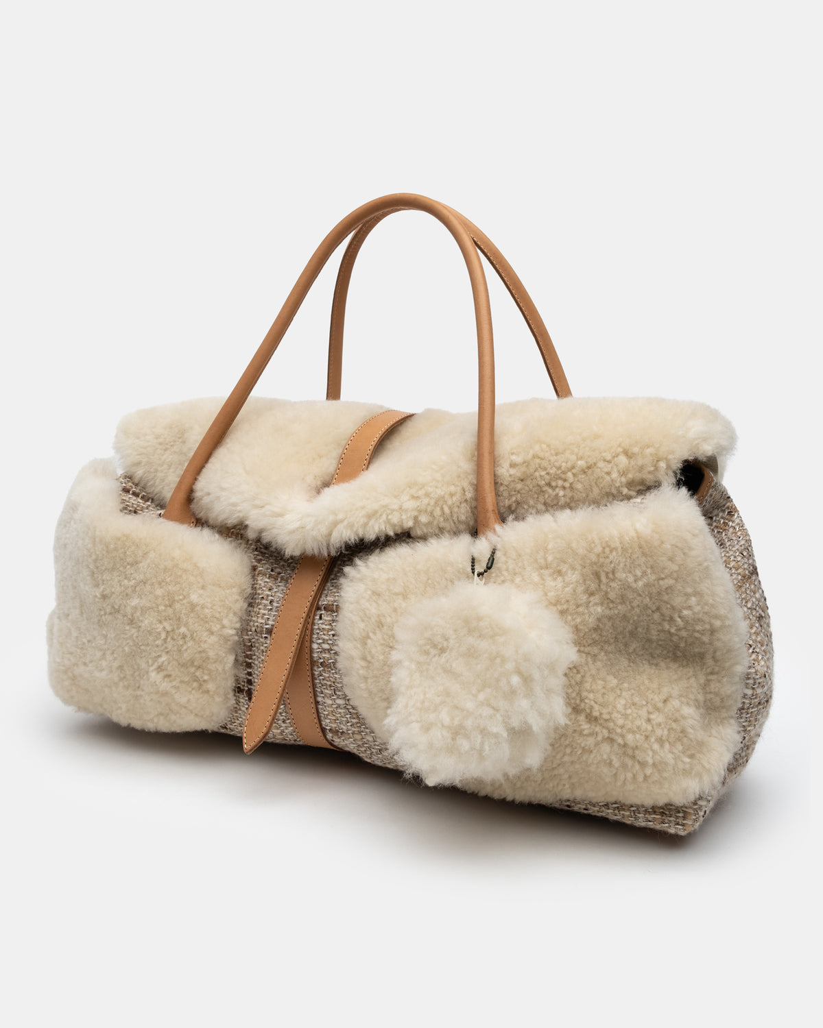 Japanese Designer - Shearling & Tweed Handbag