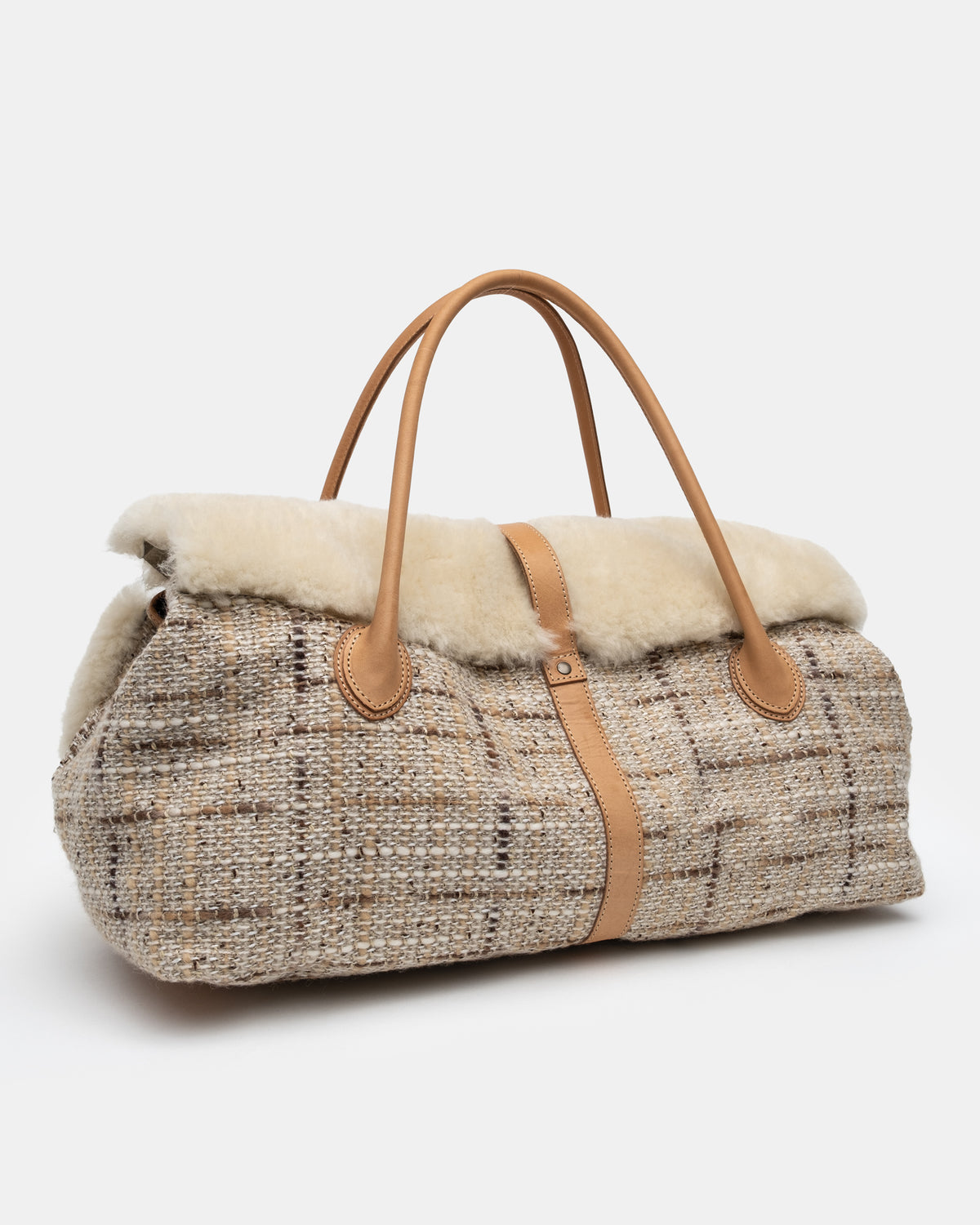 Japanese Designer - Shearling & Tweed Handbag