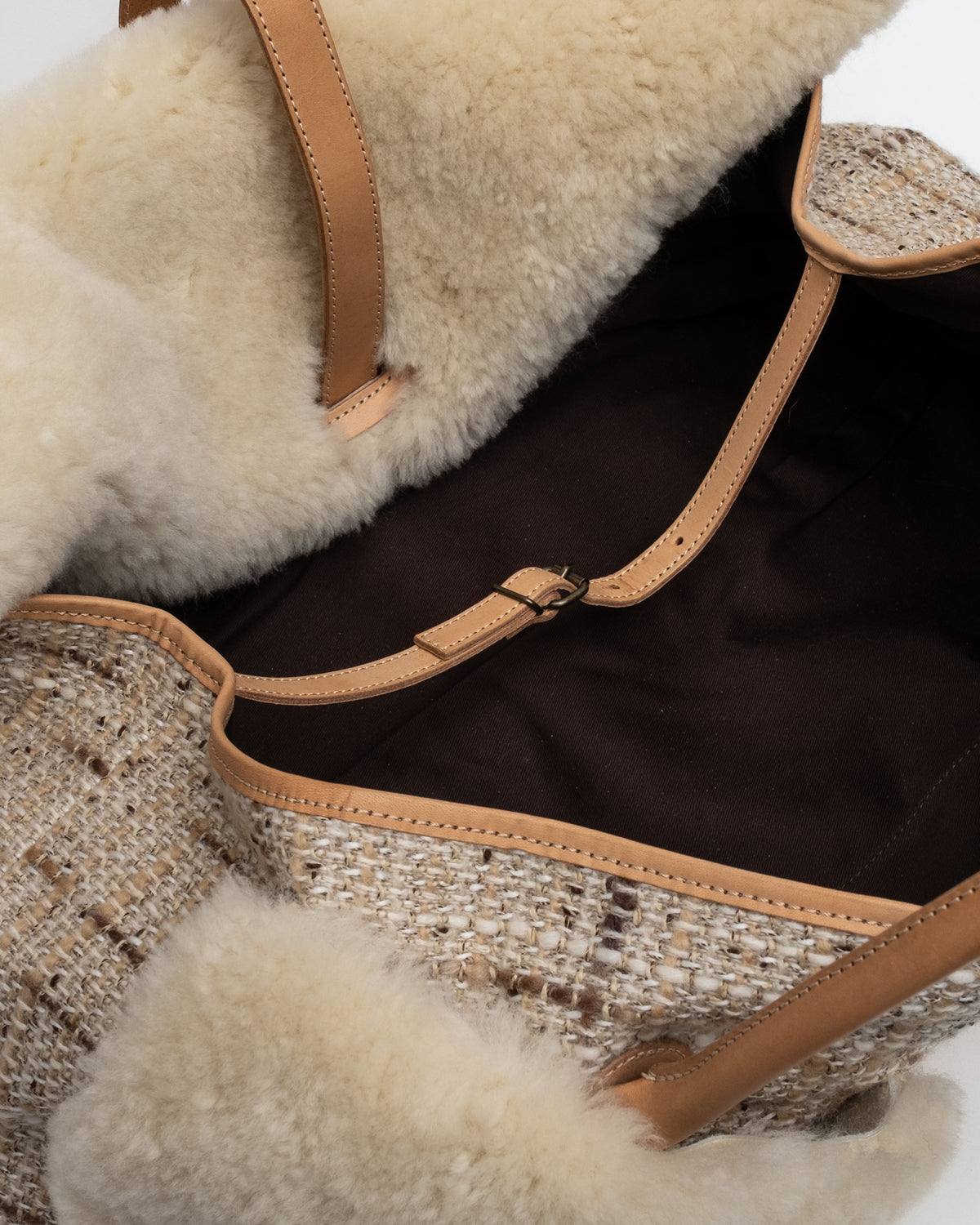 Japanese Designer - Shearling & Tweed Handbag