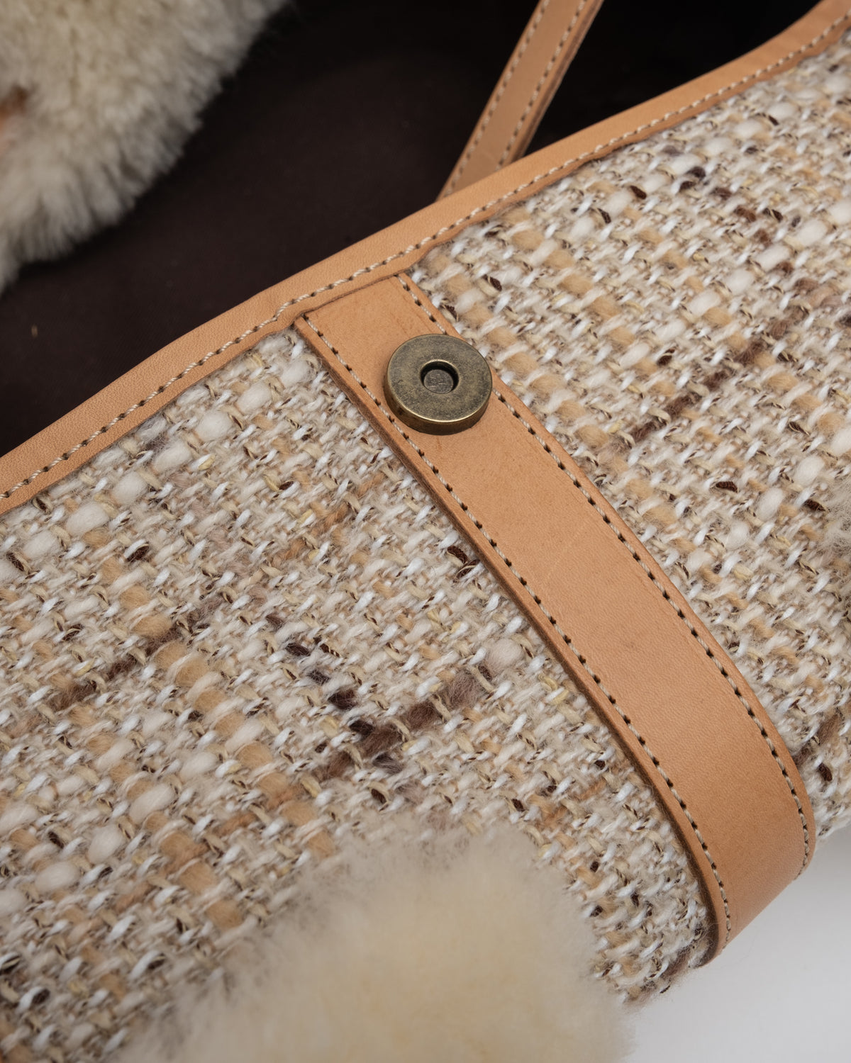 Japanese Designer - Shearling & Tweed Handbag